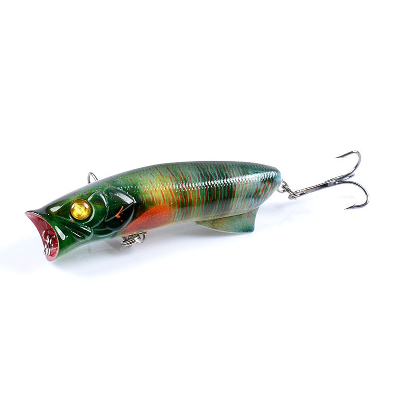 1pc Floathing Lure Topwater 3D Printed Popper Fishing Lure 7.8cm 11.5g Hard Bait Plastic Fishing Tackle Crankbait 7 Colors - Executive-Skincare