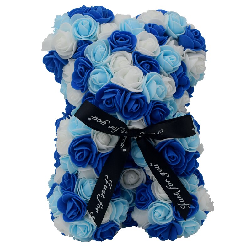 Rose Bear 25cm 10 Inches Artificial PE Foam Flower Teddy Handmade Gift for Valentine Birthday Girlfriend Wedding Decoration - Executive-Skincare