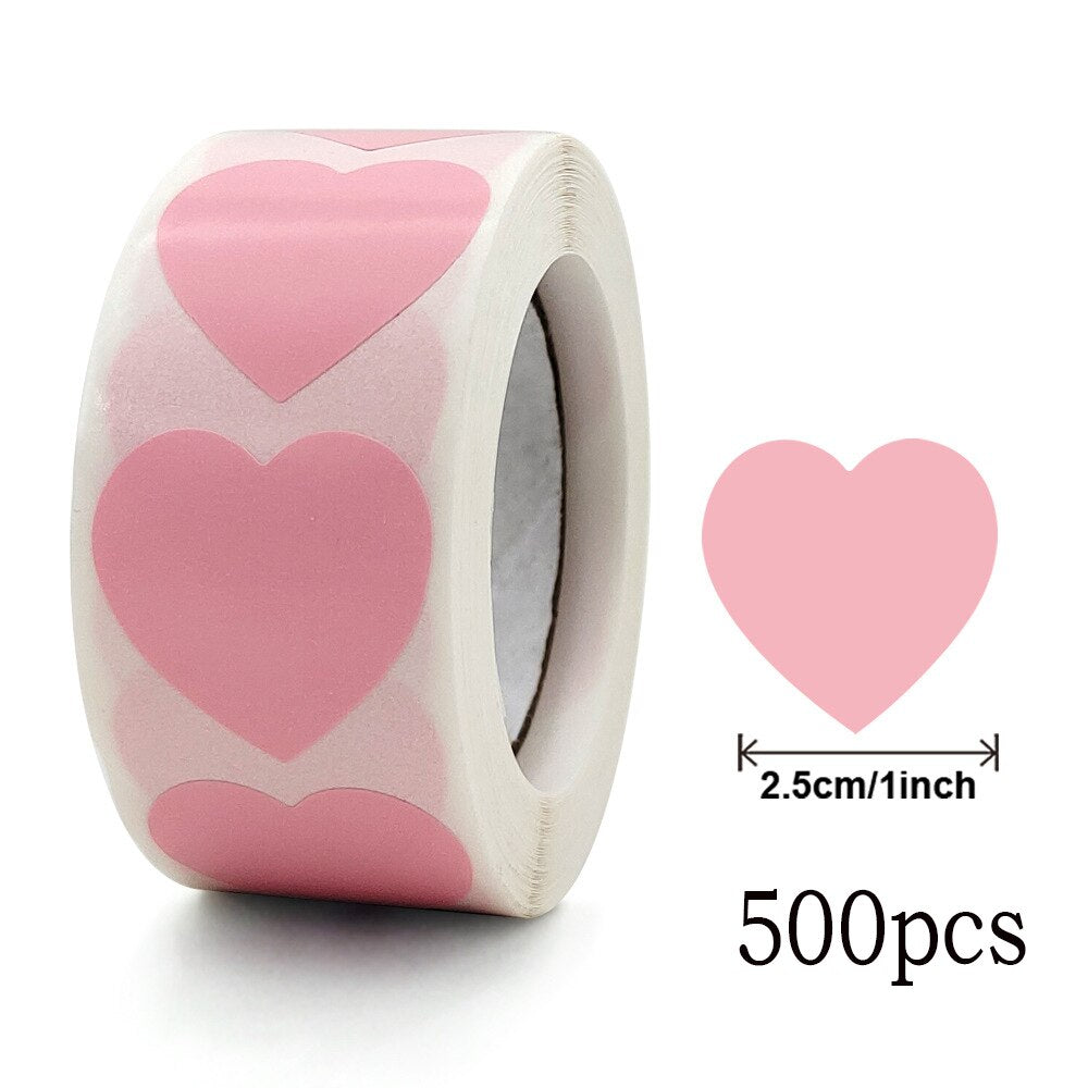 500Pcs Valentines Day Heart Sticker Thank you Candy Bag Seal Sticker Scrapbooking Valentines Gift Box Label Decoration - Executive-Skincare