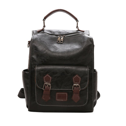 WR 2022 Trendy Women&#39;s Backpack Vintage Pu Leather Daypack Brown Mochilas Para Mujer Casual Travel Bag Retro Student School Bag - Executive-Skincare