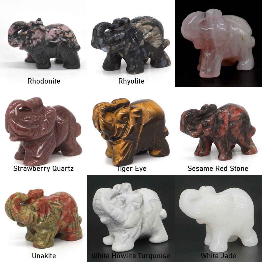 Elephant Statue Natural Gemstone Carved Healing Crystal Amethyst Quartz Animals Figurine Reiki Stones Lucky Decoration Wholesale - Executive-Skincare