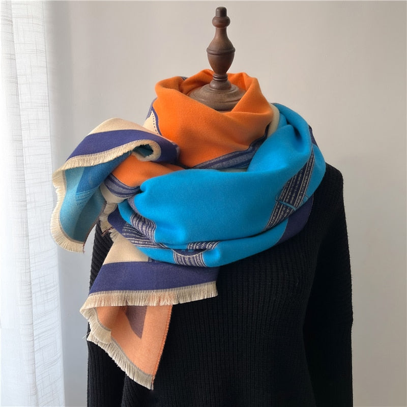 Fashion Winter Warm Cashmere Shawl Scarf for Women Design Neckerchief Pashmina Head Scarves Wrap Femal Poncho Echarpe Bandana - Executive-Skincare