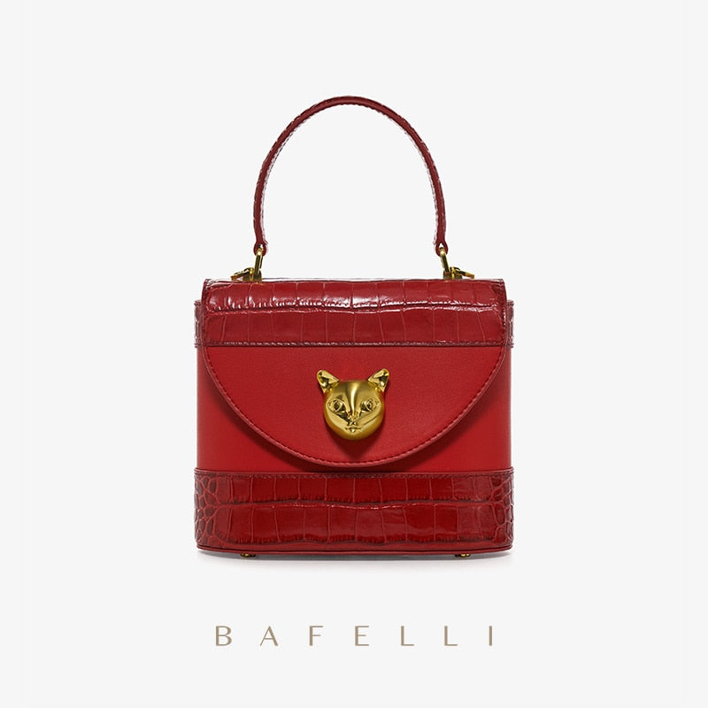 BAFELLI HANDBAG 2022 WOMEN&#39;S NEW CROSSBODY LEATHER PURSE EVENING BAG CROCODILE GRAIN DESIGNER BUCKET CAT LUXURY BRAND FASHION - Executive-Skincare