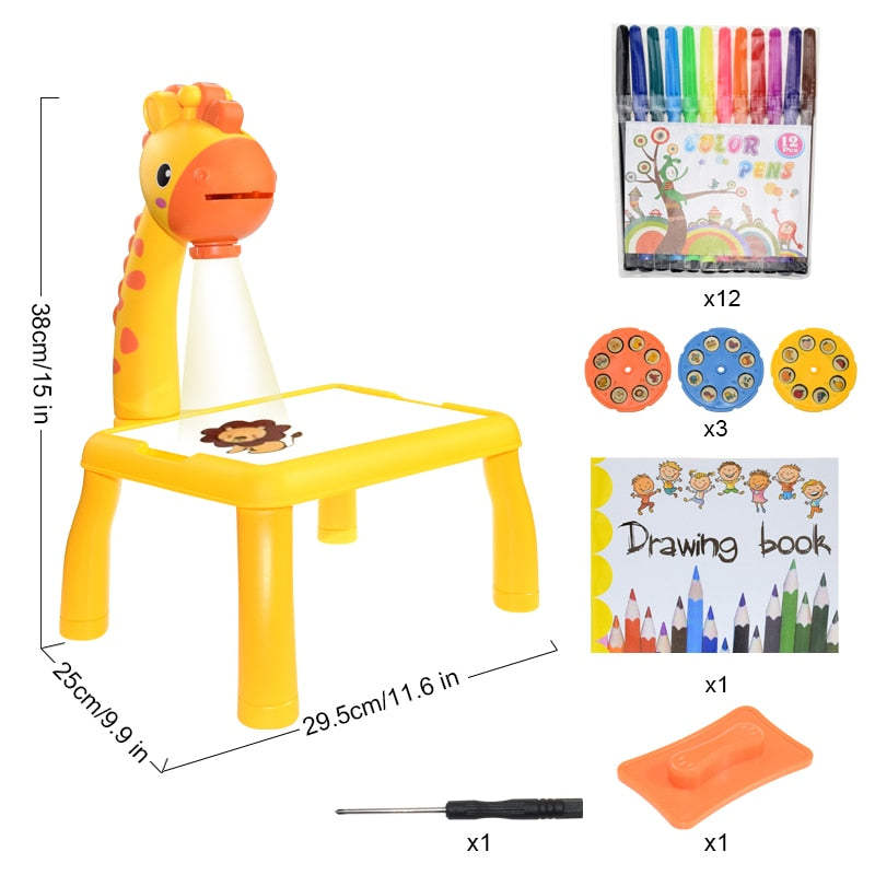 Children Led Projector Art Drawing Table Toys Kids Painting Board Desk Arts Crafts Educational Learning Paint Tools Toy for Girl - Executive-Skincare