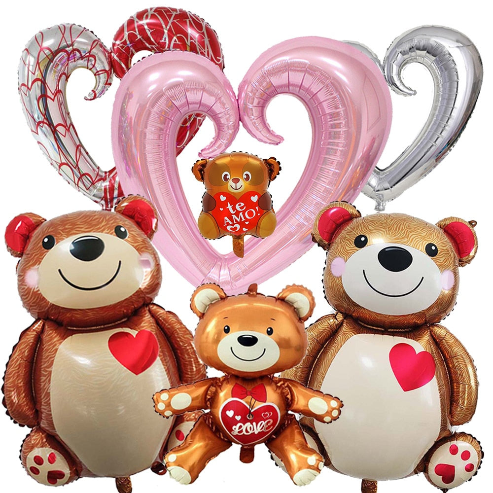 Valentine Day Balloons Huge Love-Bear Balloon 40inch Rose Gold Heart Shaped Balloons for Girl Birthday Party Wedding Decorations - Executive-Skincare