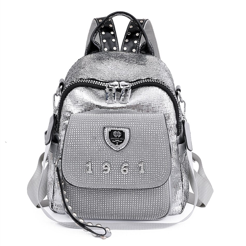 Fashion Sequins Women Backpack Luxury Designer Shoulder Bag for Teenager Girls Female School Book Bag Vintage Purse Bag Mochilas - Executive-Skincare