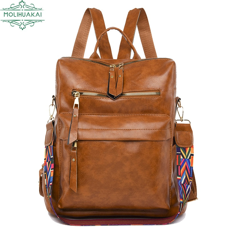 New Women Backpacks High Quality Leather Backpack Fashion School Bags Ladies Bagpack Designer Large Capacity Travel Backpacks - Executive-Skincare