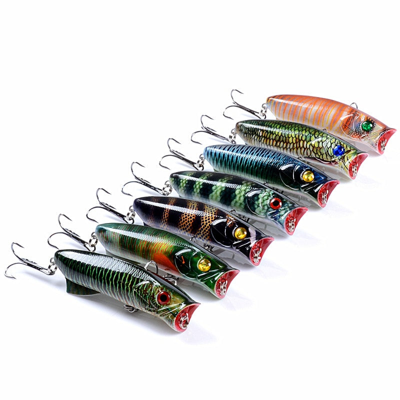 1pc Floathing Lure Topwater 3D Printed Popper Fishing Lure 7.8cm 11.5g Hard Bait Plastic Fishing Tackle Crankbait 7 Colors - Executive-Skincare