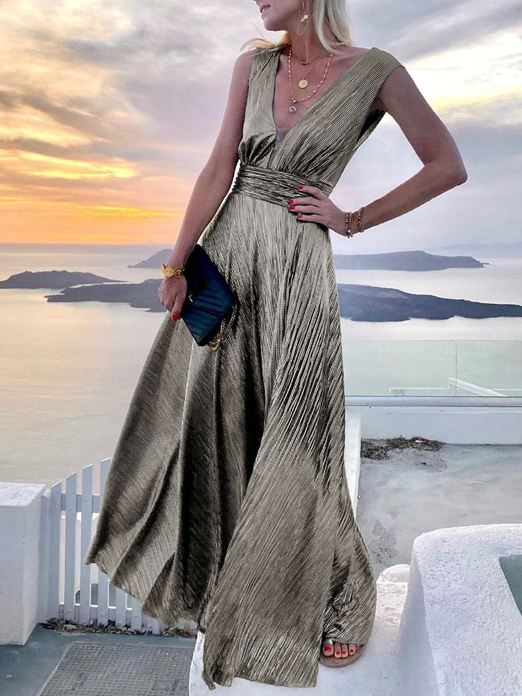 Sleeveless Chest Wrapping Dress Summer Women Sexy Hollow Out Solid Strapless Ladies Maxi Party Dress Fashion Streetwear Vestidos - Executive-Skincare