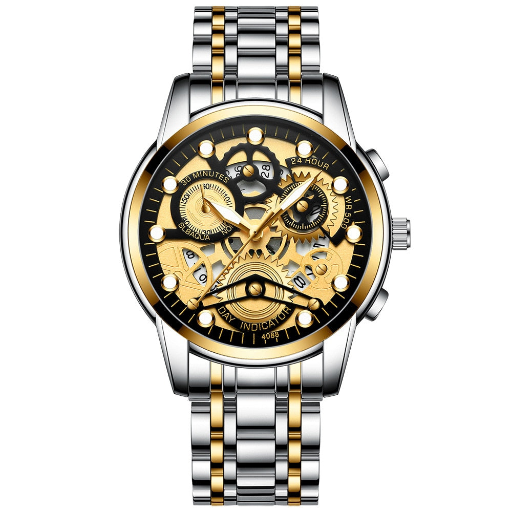 2022 Gold Top Brands Men Wristwatches Waterproof Luxury Golden Wrist Watch For Male Clock Dropshipping Gifts Relogio Masculino - Executive-Skincare