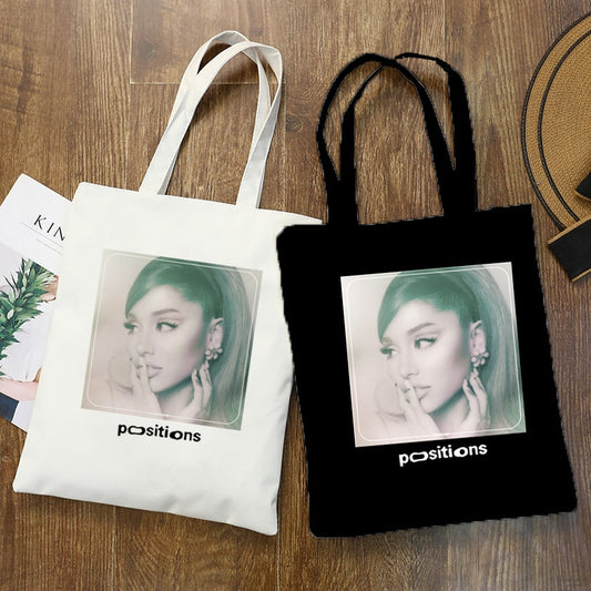 Ariana Grande Print Canvas Bag Women&#39;s Shoulder Bag Fashion Large Capacity Shopping Shopper Ladies Hand Bags Tote Bags - Executive-Skincare