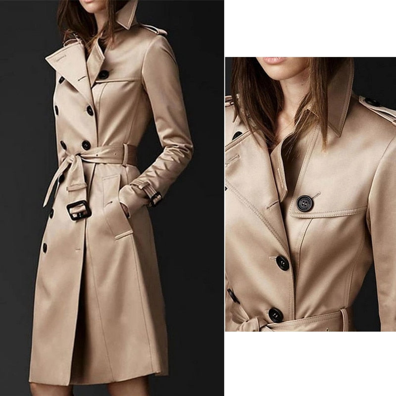 High Quality Women Trench Coat Long Windbreaker Fashion Trend Double-Breasted Slim Long Trench 2022 Spring New - Executive-Skincare