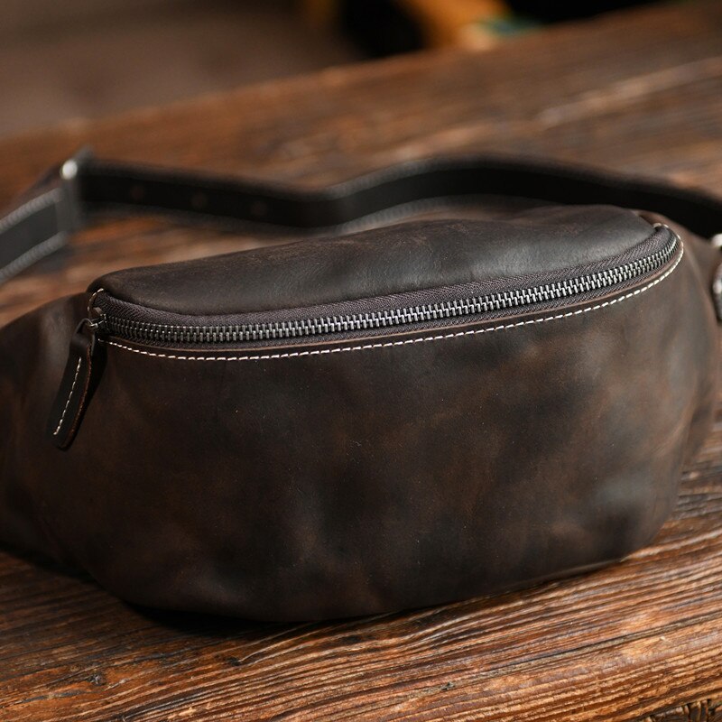 PNDME high quality cowhide simple vintage chest bag genuine leather men&#39;s shoulder messenger belt bag casual sports waist packs - Executive-Skincare