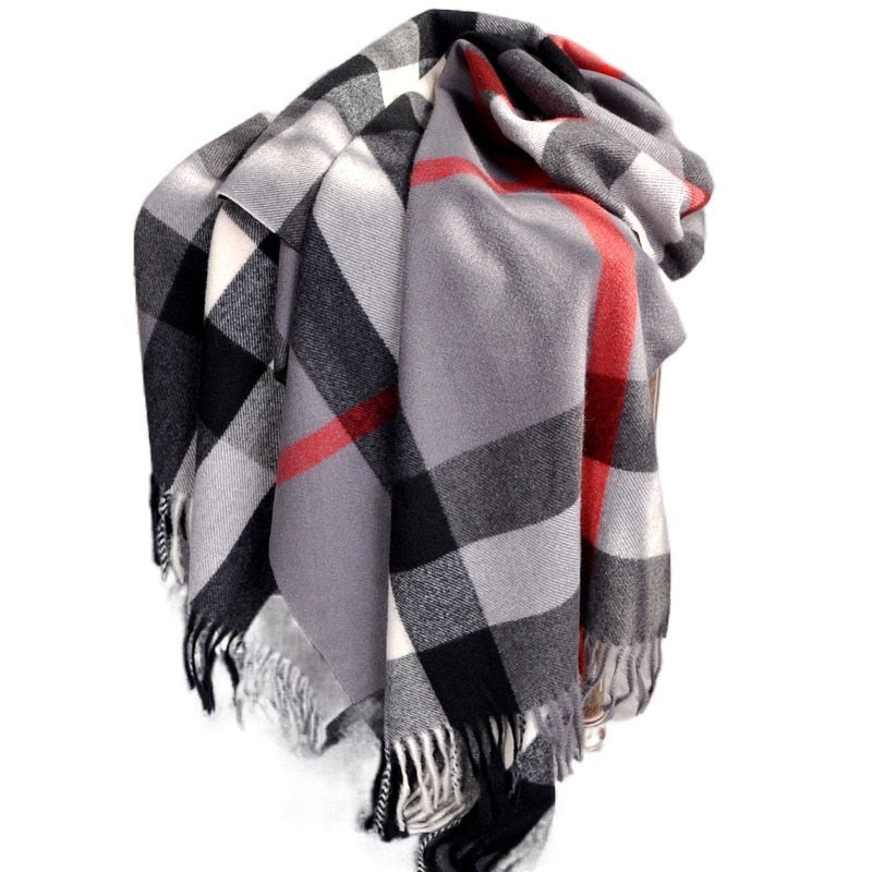 2022 Pamwallymensa Women&#39;s Scarf Winter Luxury Brand Tippet Scarves for Ladies  Plaid Shawls Warm British Style Thicken Man - Executive-Skincare