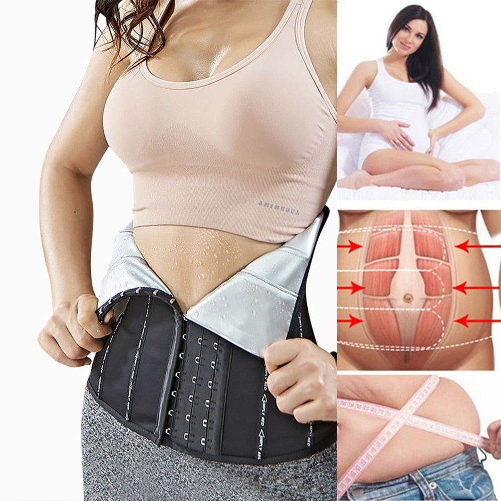 Sauna Sweat Belt Sweat To Lose Weight Woman Postpartum Waist Trainer Slimming Sheath Woman Flat Belly Fat Burning Girdle Corset - Executive Quality Store