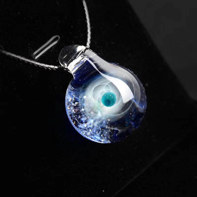 BOEYCJR Universe Glass Bead Planets Pendant Necklace Galaxy Rope Chain Solar System Design Necklace for Women - Executive-Skincare