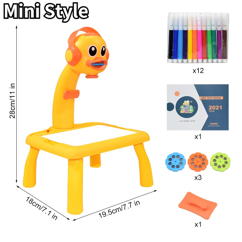 Children Led Projector Art Drawing Table Toys Kids Painting Board Desk Arts Crafts Educational Learning Paint Tools Toy for Girl - Executive-Skincare