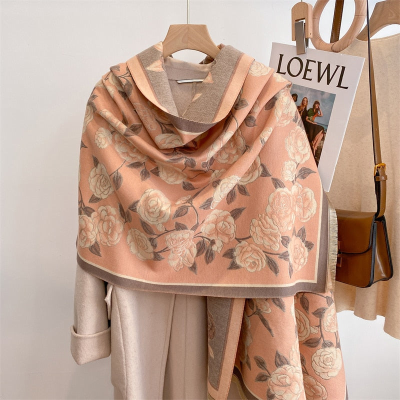 Luxury Brand Cashmere Warm Scarf for Women Design Winter Thick Shawl Wrap Pashmina Blanket Poncho Female Bufanda Echarpe Foulard - Executive-Skincare