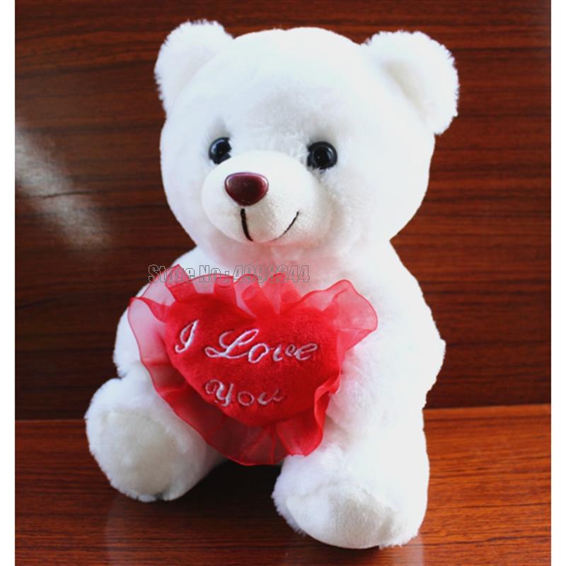 22cm Heart Talk Teddy Bear Stuffed Animal Led Glowing Luminous Plush Cute Teddy Dolls Baby Gift Kids I Love You Toy - Executive-Skincare