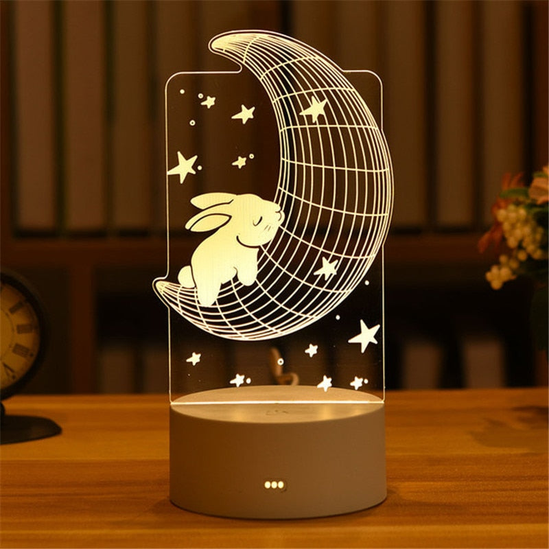 Romantic Love 3D Acrylic Led Lamp for Home Children&#39;s Night Light Table Lamp Birthday Party Decor Valentine&#39;s Day Bedside Lamp - Executive-Skincare