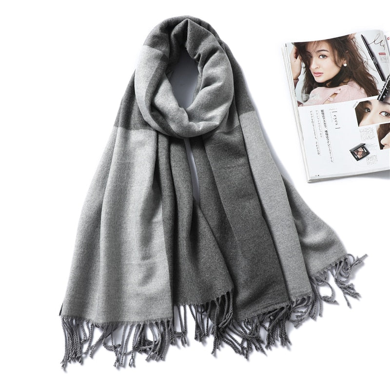 Winter Cashmere Scarf Women Thick Warm Shawls Wraps Lady Solid Scarves Fashion Tassels Pashmina Blanket Quality Foulard 2022 New - Executive-Skincare