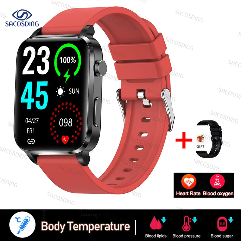 2023 New Thermometer Smart Watch Men Sangao Laser Treat Health Heart Rate Blood Pressure Sport Smartwatch Sleep Monitoring+Gift - Executive-Skincare