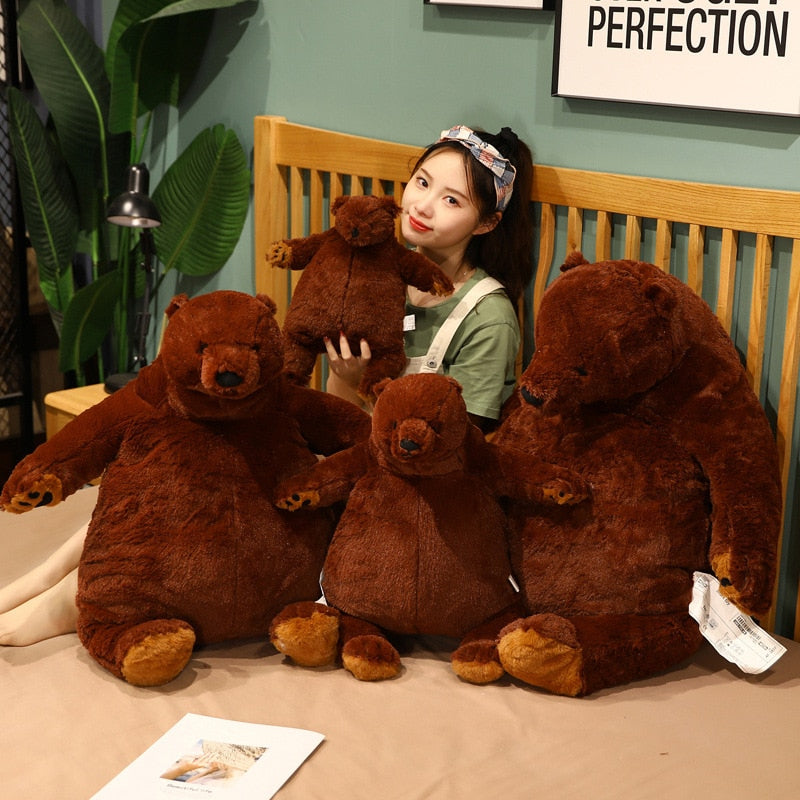 1pc 40-100cm Soft Teddy Bear Plush Toys Dark Brown Bear Super Big Hugging Pillow Stuffed Animal Cushion Children Birthday Gift - Executive-Skincare