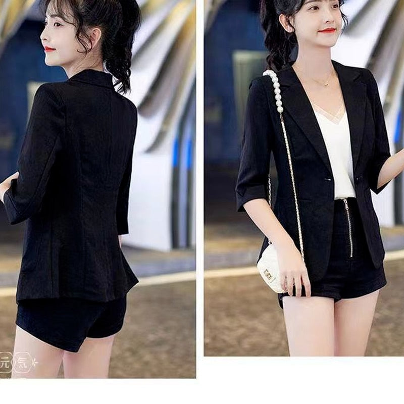 Hot Sale Cotton and Linen Suit Jacket Spring Summer Autumn Loose Casual Fashion Suit Women&#39;s Clothing Thin Shirt Blazers Blouse - Executive-Skincare