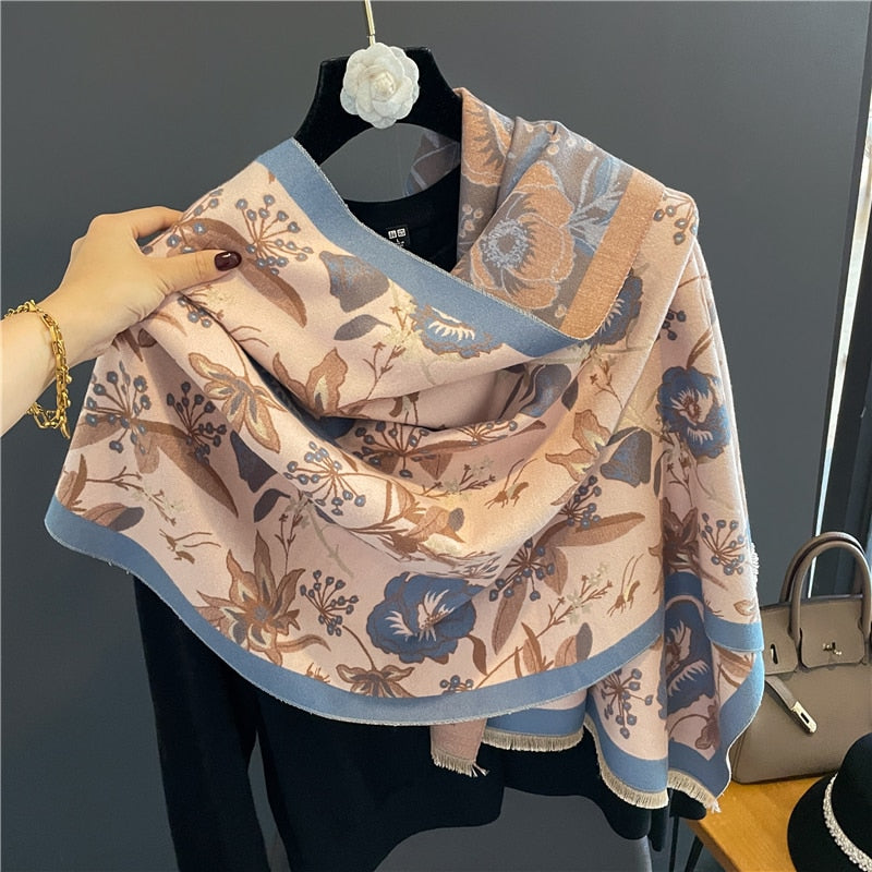 Fashion Winter Warm Cashmere Shawl Scarf for Women Design Neckerchief Pashmina Head Scarves Wrap Femal Poncho Echarpe Bandana - Executive-Skincare