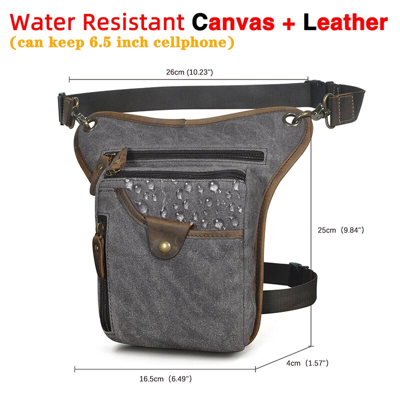 Genuine Real Leather Men Design Casual Messenger Crossbody Sling Bag Fashion Waist Belt Pack Leg Drop Bag Phone Pouch 211-5 - Executive-Skincare