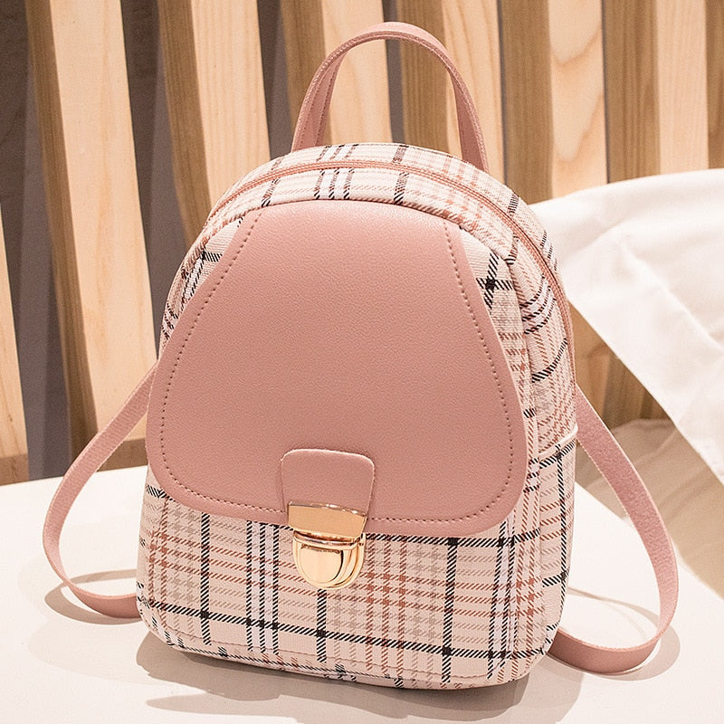 Mini Backpack Crossbody Bag For Teenage Girl Plaid Women Shoulder Phone Purse Korean Style New Trendy Female 2023 - Executive-Skincare