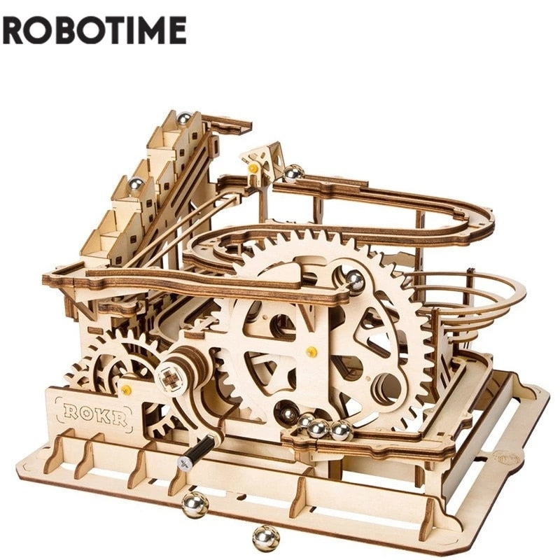 Robotime Rokr 4 Kinds Marble Run DIY Waterwheel Wooden Model Building Block Kits Assembly Toy Gift for Children Adult Dropship - Executive-Skincare