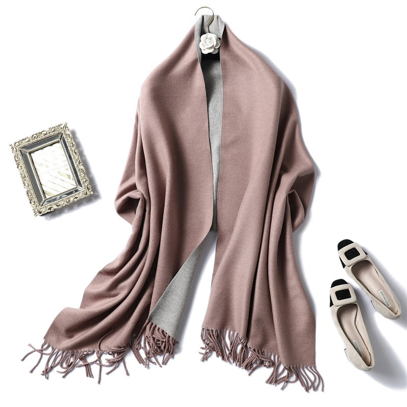 Winter Cashmere Scarf Women Thick Warm Shawls Wraps Lady Solid Scarves Fashion Tassels Pashmina Blanket Quality Foulard 2022 New - Executive-Skincare