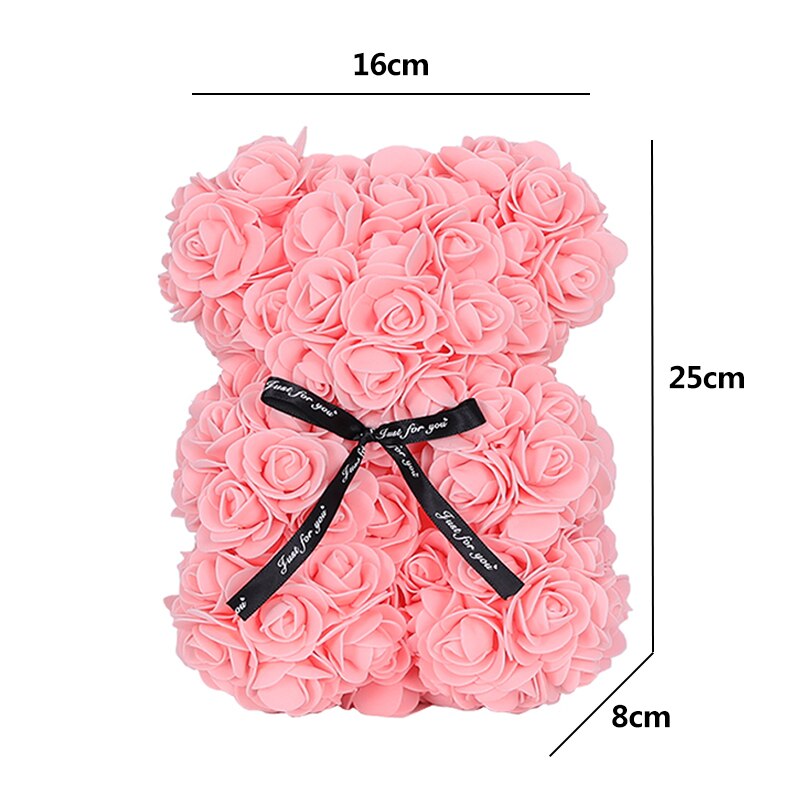 25cm Rose Bear Heart Artificial Flower Rose Teddy Bear for Home Girl Birthday Christmas Valentine  Gift Wedding Party Decoration - Executive-Skincare