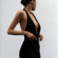 FSDA Black Sexy Bodycon Dress Women Midi Halter Neck Summer Backless Split Elegant Dresses Party Sleeveless 2022 Club - Executive-Skincare