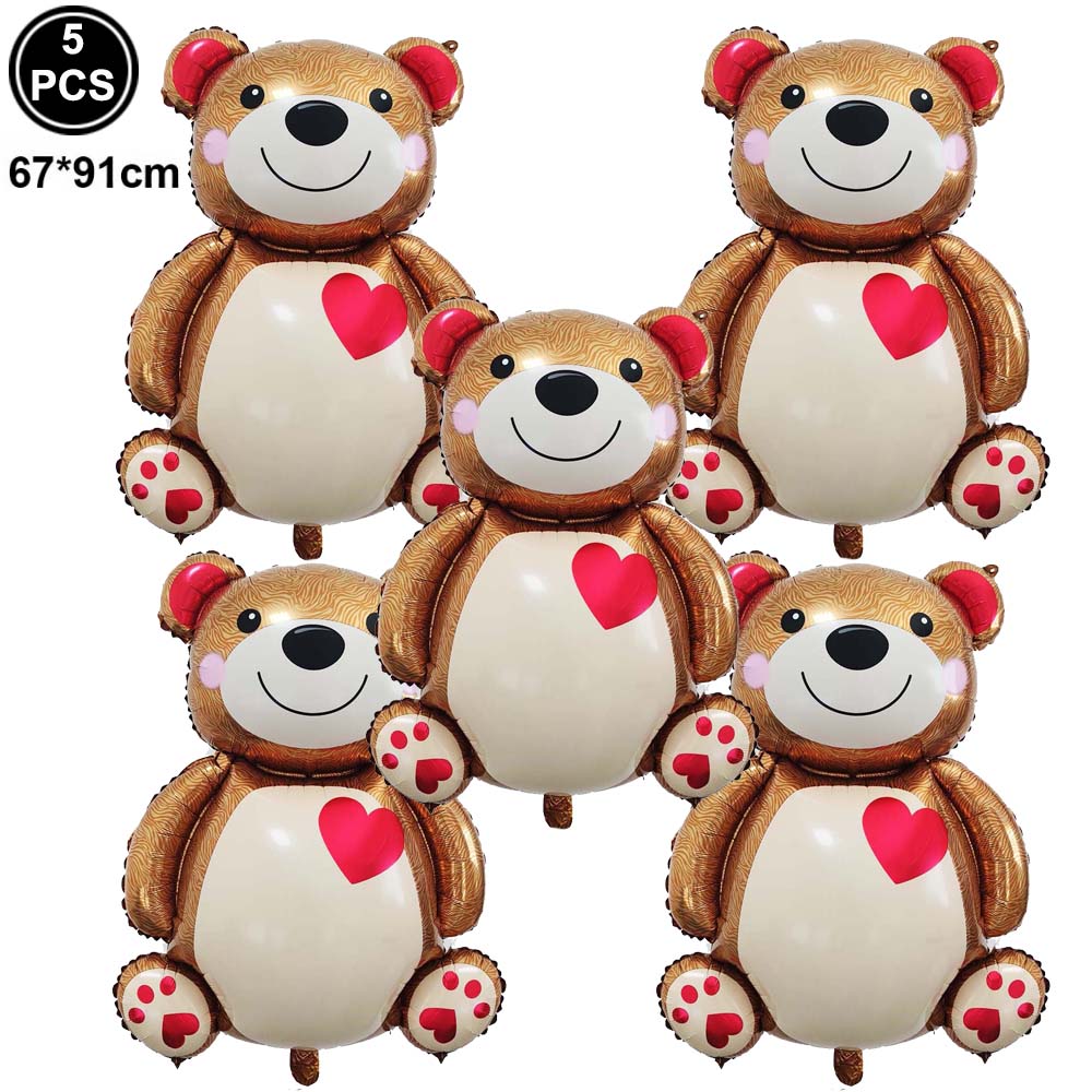 5pcs Love Bear Balloon include Big Bear Balloon and Mini Bear Balloon Birthday Valentines Party Wedding Decoration Bear Balloon - Executive-Skincare