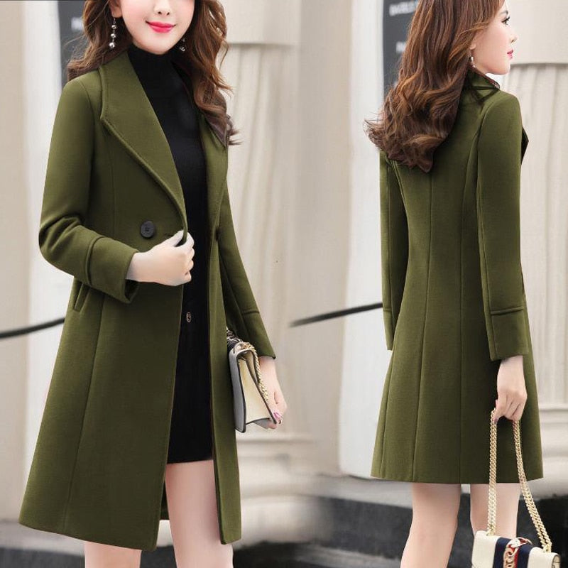 2022 New Spring and Autumn Woolen Coat Female Long Large Size Thick Women Woolen Jacket Slim Lady Clothing Women&#39;s Coats - Executive-Skincare