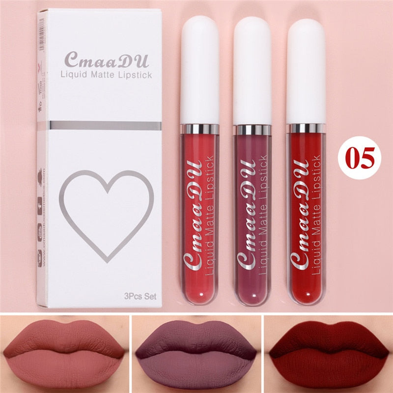 6 Colors/Set Fashion Matte Lip Gloss Sets Natural Moisturize Waterproof Lasting Velvet Sexy Red Liquid Lipstick Beauty Cosmetic - Executive-Skincare