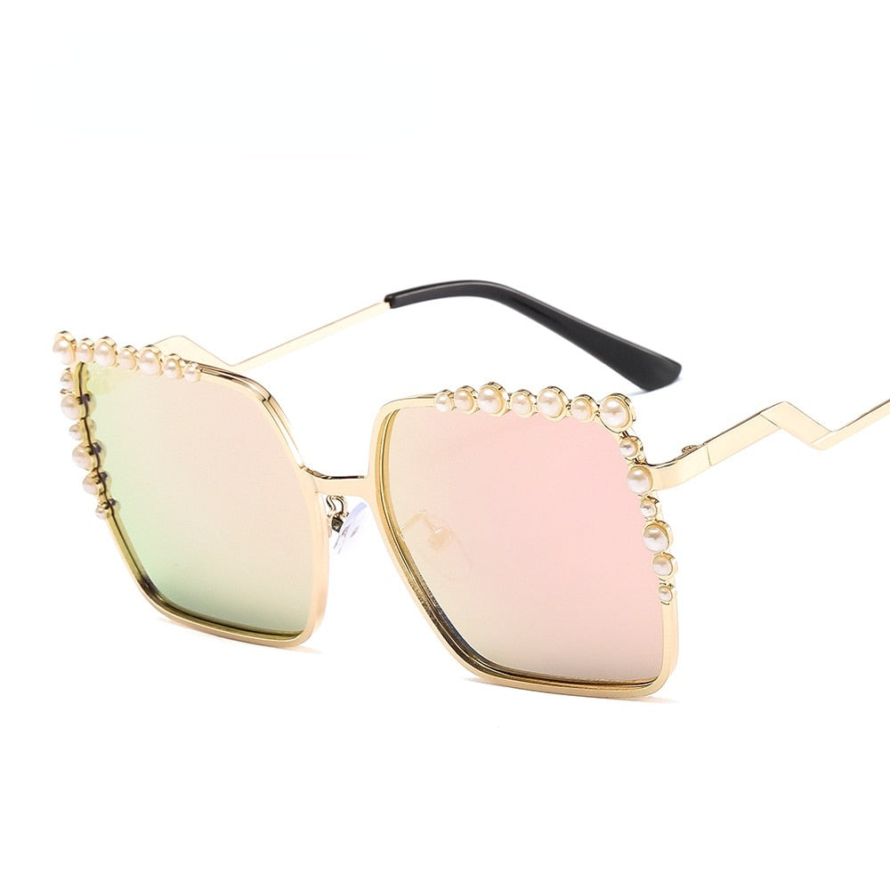 Oversized Square Sun Glasses Ladies 2022 New Luxury Pearl Sunglasses Women Brand Designer  Fashion Shades big Square - Executive-Skincare