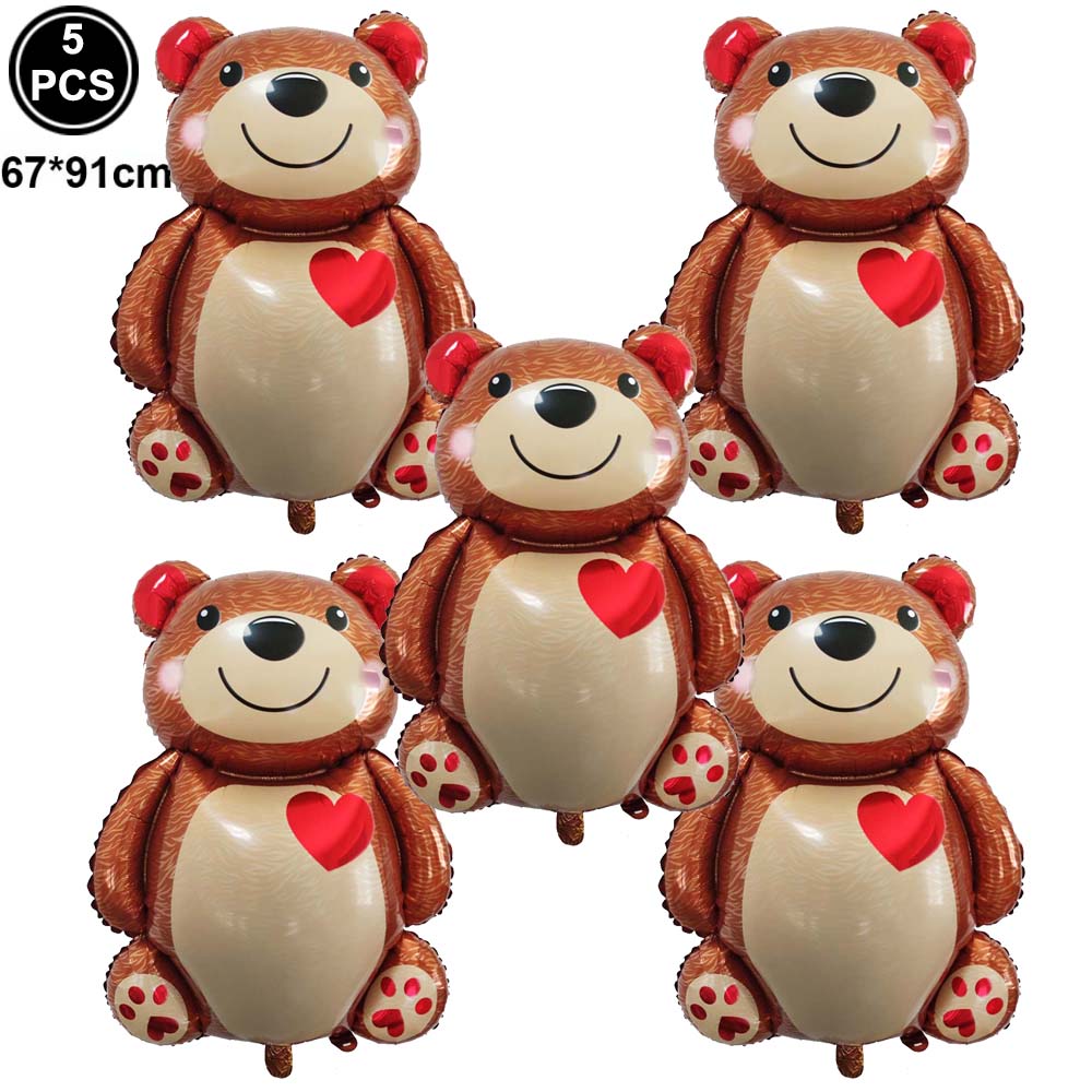 5pcs Love Bear Balloon include Big Bear Balloon and Mini Bear Balloon Birthday Valentines Party Wedding Decoration Bear Balloon - Executive-Skincare