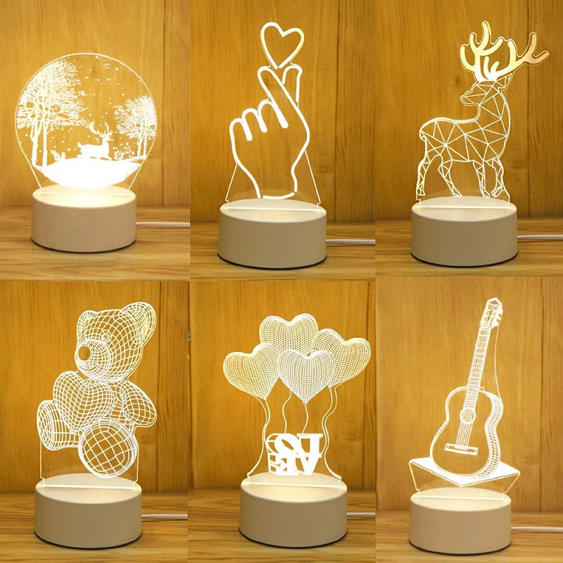 Romantic Love 3D Acrylic Led Lamp for Home Children&#39;s Night Light Table Lamp Birthday Party Decor Valentine&#39;s Day Bedside Lamp - Executive-Skincare