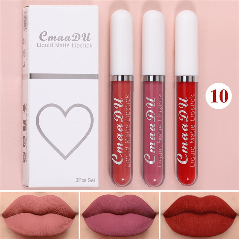 6 Colors/Set Fashion Matte Lip Gloss Sets Natural Moisturize Waterproof Lasting Velvet Sexy Red Liquid Lipstick Beauty Cosmetic - Executive-Skincare