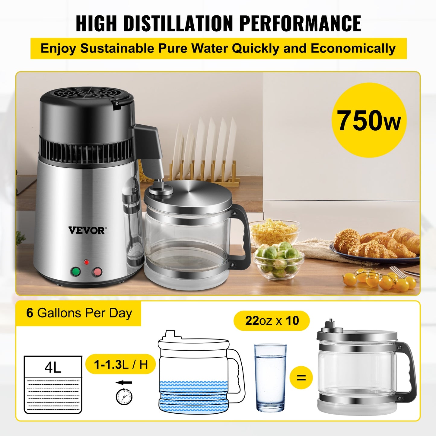 4L Water Distiller Purifier Filter for Drinking Water Bottle Electric Kettle Stainless Steel Cooler Office Home Appliances - Executive Quality Store