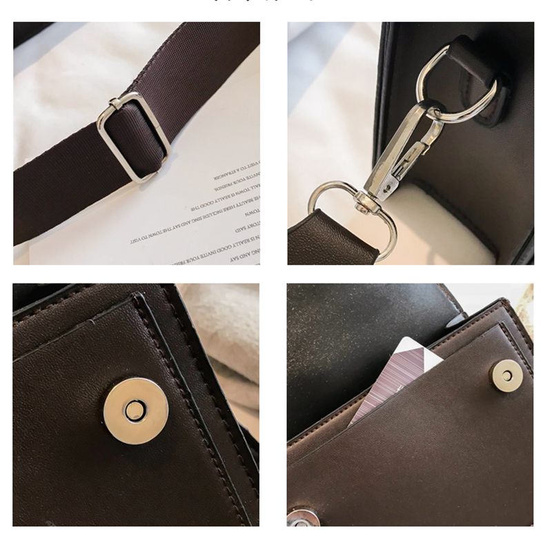 Women&#39;s Bag Retro Brown Adjustable Black Messenger Bag Casual Shoulder Bags Simple Style Luxury PU Leather Famale Handbag Wallet - Executive-Skincare