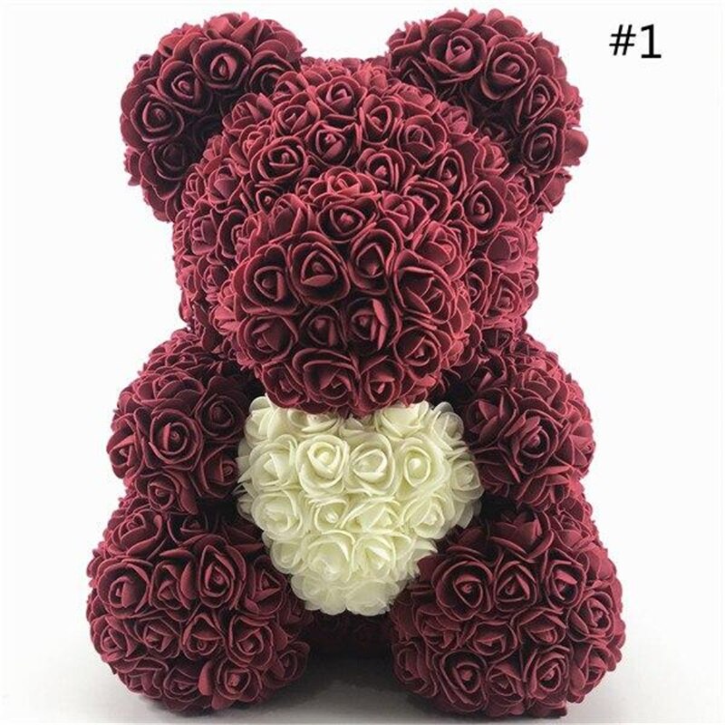 25cm Rose Bear Girlfriend Anniversary Christmas Valentine&#39;s Day Gift Birthday Present For Wedding PartyArtificial Flowers - Executive-Skincare