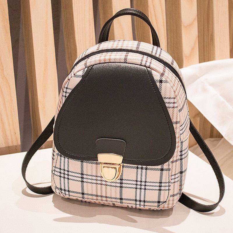 Mini Backpack Crossbody Bag For Teenage Girl Plaid Women Shoulder Phone Purse Korean Style New Trendy Female 2023 - Executive-Skincare