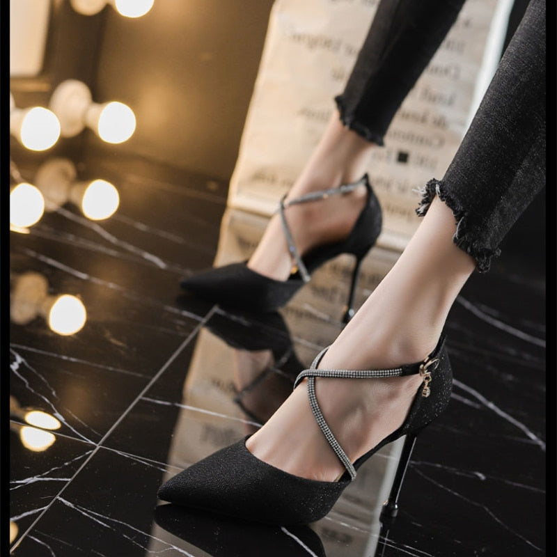 2022 New fashion summer women Sexy Stiletto High Heels pumps Ladies Pointed Toe Shallow Party Shoe for wedding women black shoes - Executive-Skincare