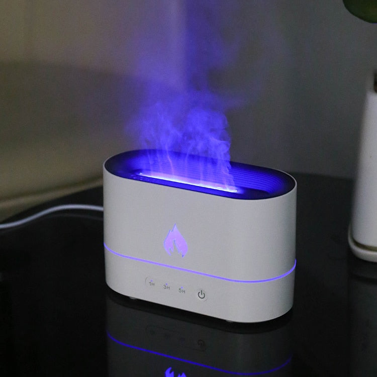 Essential Oil Diffuser Simulation Flame Ultrasonic Humidifier Home Office Air Freshener Fragrance - Executive-Skincare