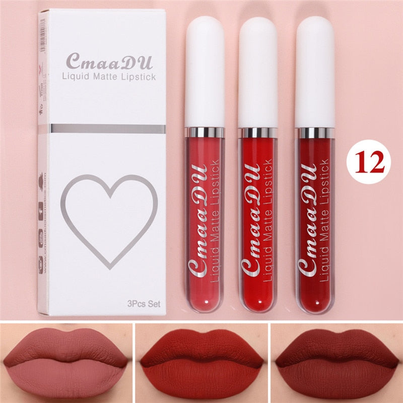 6 Colors/Set Fashion Matte Lip Gloss Sets Natural Moisturize Waterproof Lasting Velvet Sexy Red Liquid Lipstick Beauty Cosmetic - Executive-Skincare