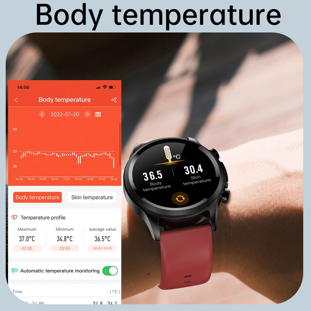 Cardica Blood Glucose Smart Watch ECG Monitoring Blood Pressure Body Temperature Smartwatch Men IP68 Waterproof Fitness Tracker - Executive-Skincare